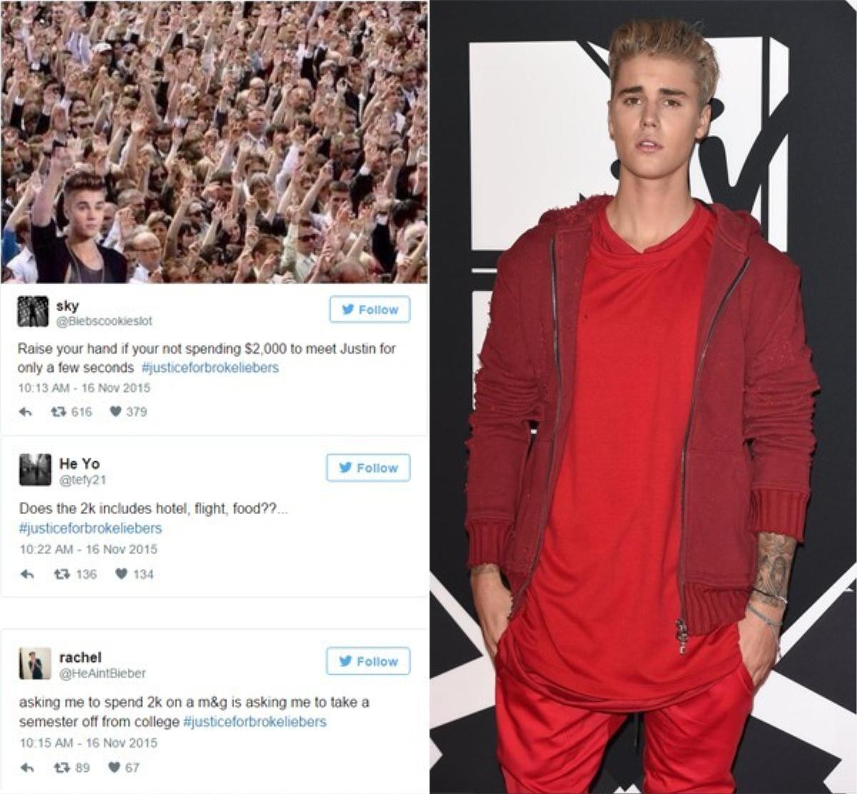 Fan phẫn nộ vì vé giao lưu với Justin Bieber lên đến 2000 USD.