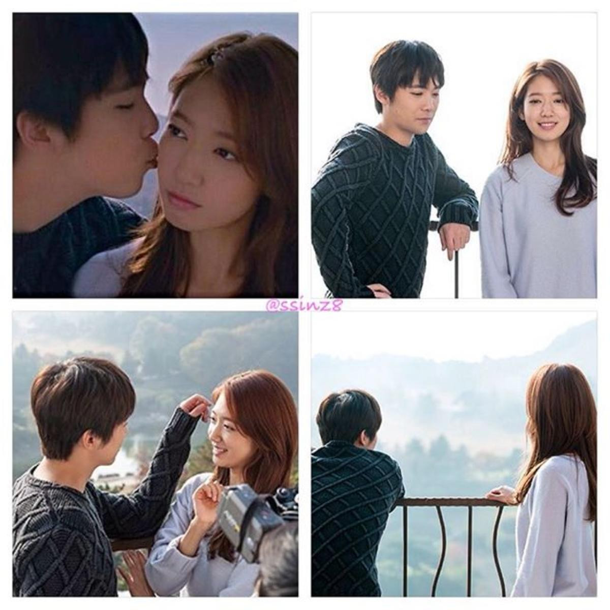 Park Shin Hye và Lee Hong Ki trong trường quay MV.