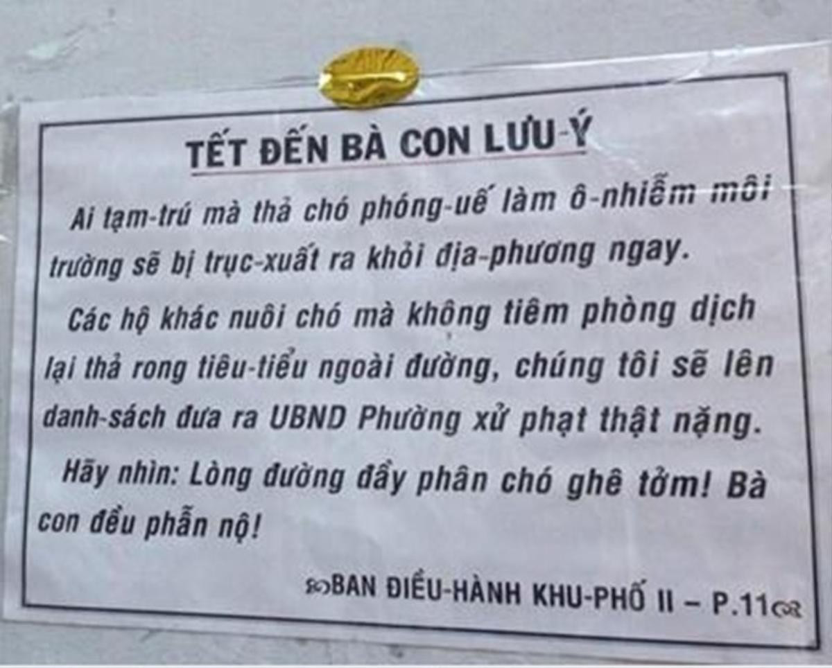 Ai có chó coi chừng bị trục xuất khỏi địa phương.