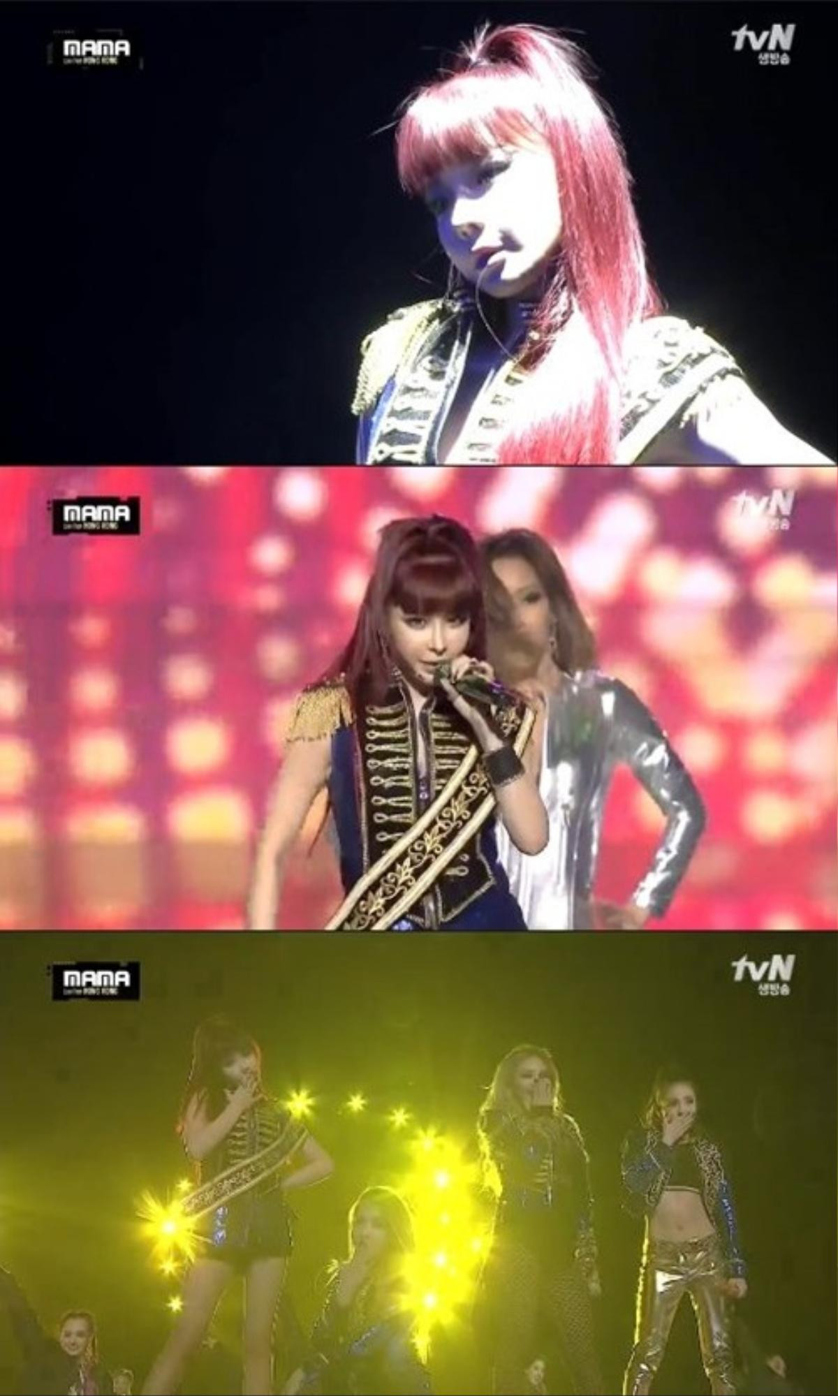 2NE1 tái hợp trên sân khấu MAMA 2015.