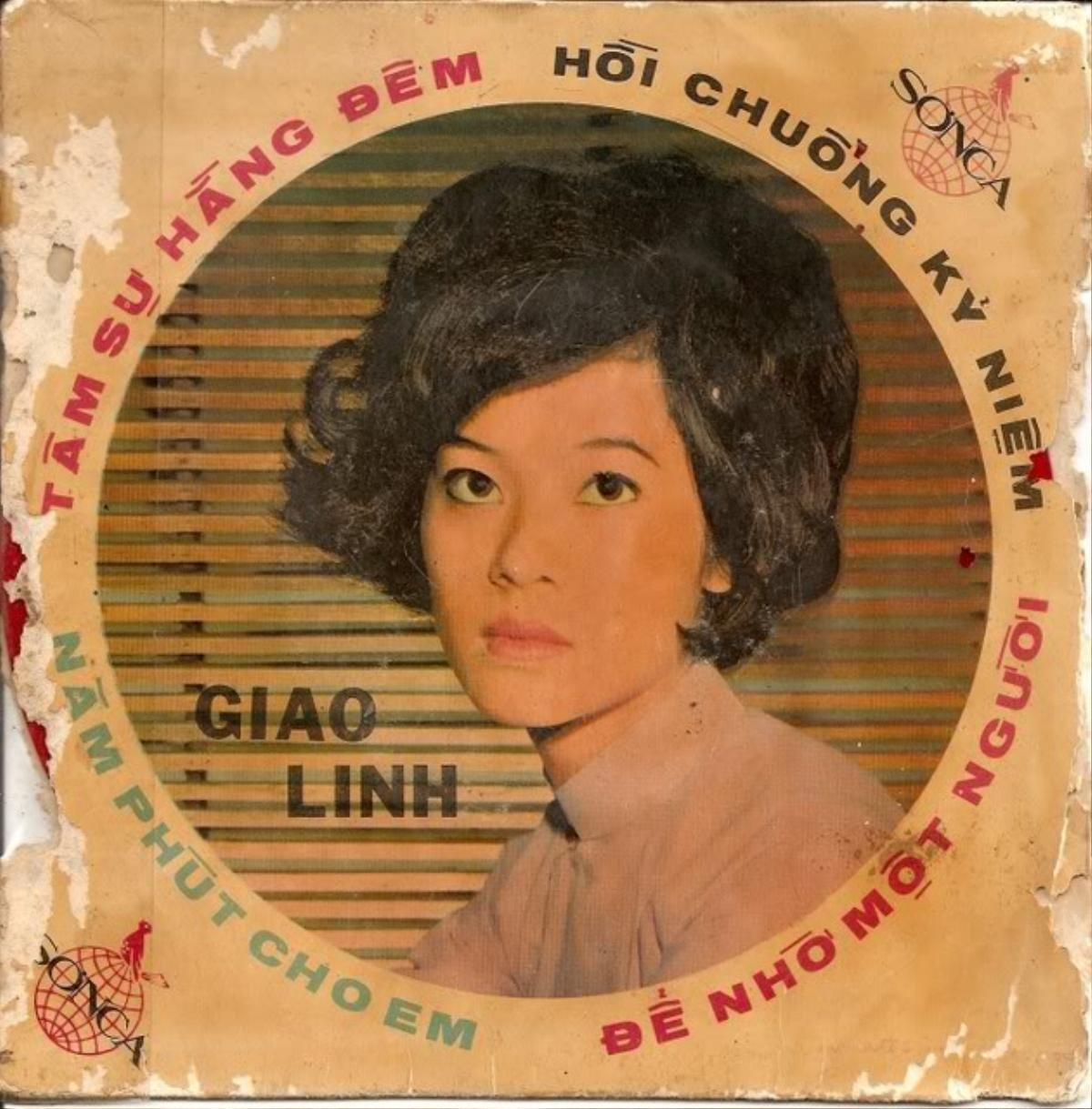 Hình ảnh nữ ca sĩ Giao Linh trên bìa đĩa phát hành trước năm 1975.