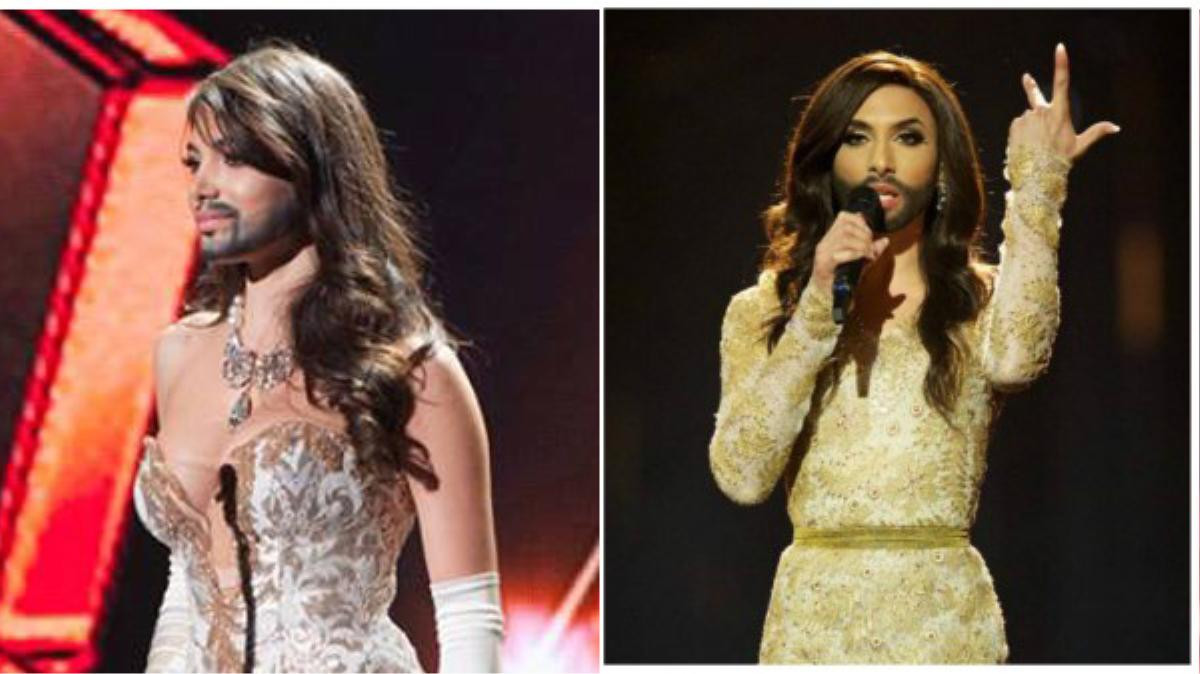 Amina Dagi đeo râu giả khá giống với ca sĩ Conchita Wurst.