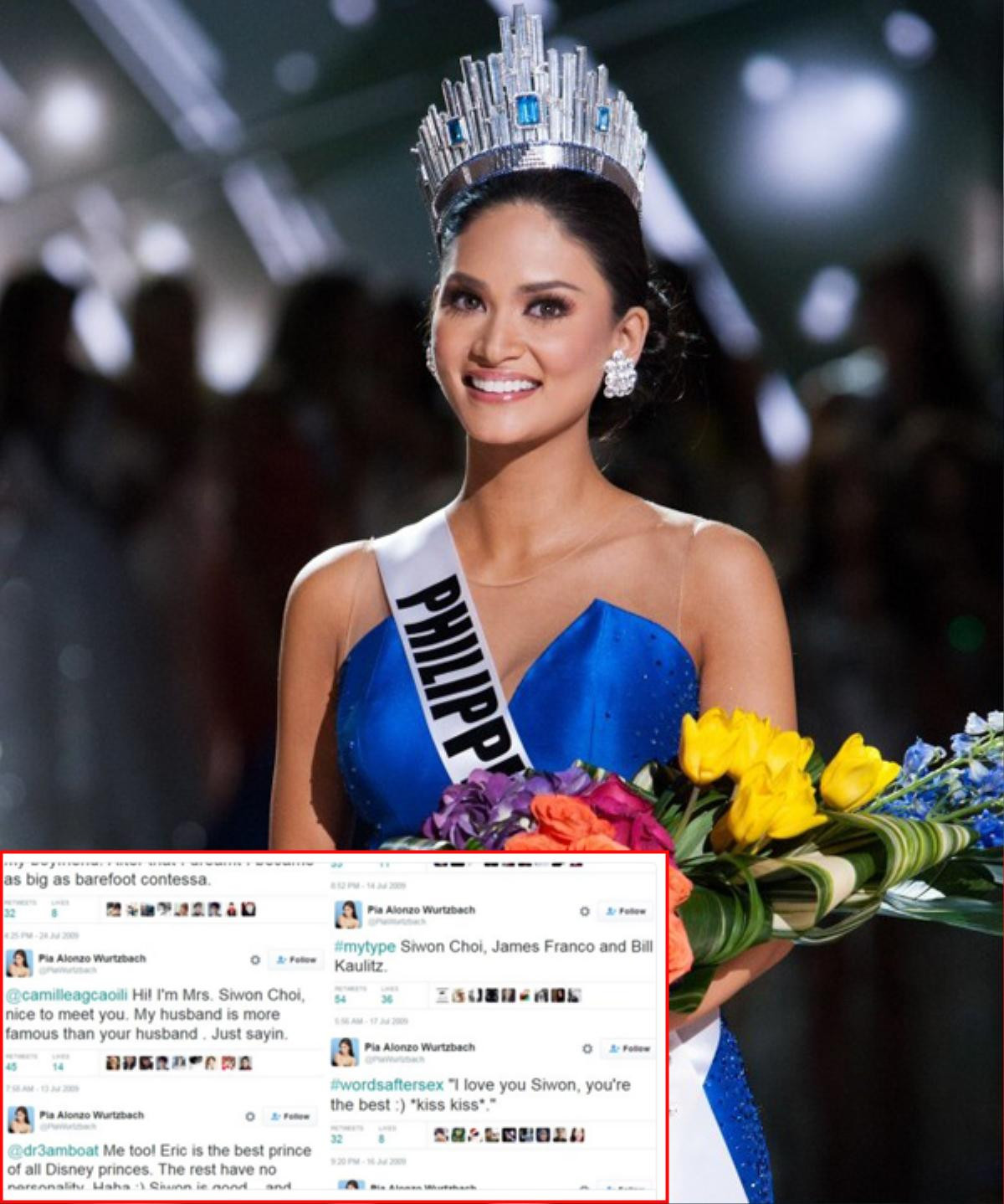 Tân Hoa hậu Hoàn vũ Pia Alonzo Wurtzbach từng có nhiều comment thể hiện sự cuồng nhiệt với mỹ nam Kpop Siwon.