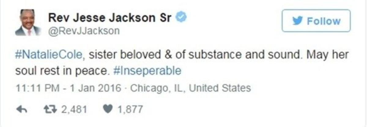 Dòng chia sẻ của Jesse Jackson trên Twitter.