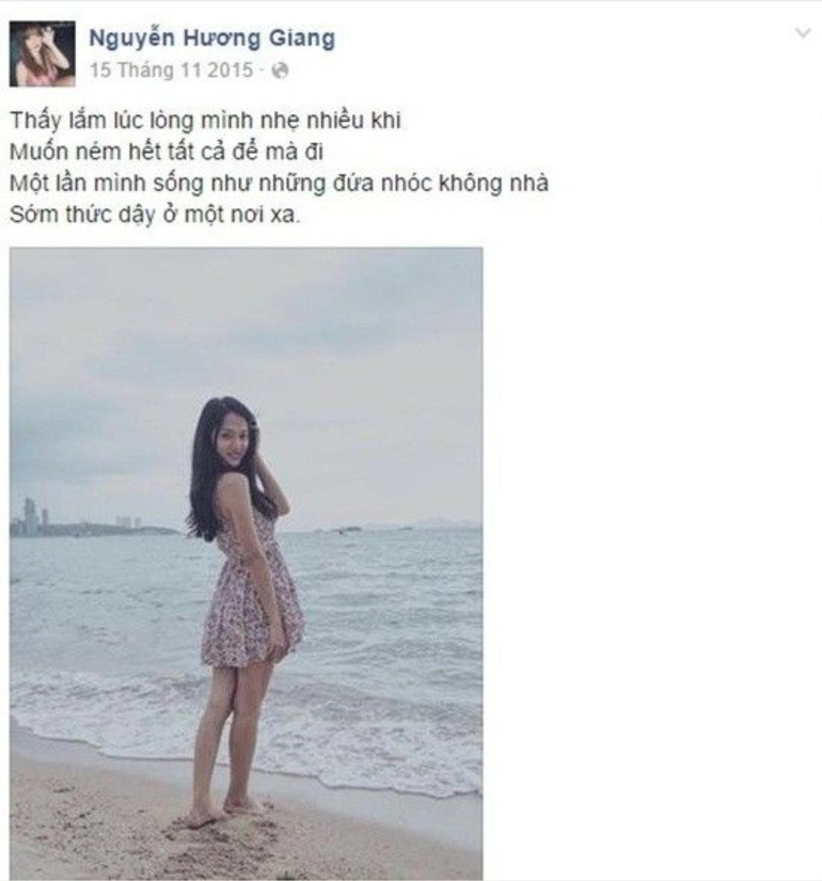 Những chia sẻ đầy tâm trạng của Hương Giang Idol xuất hiện rất nhiều trên facebook thời gian gần đây.