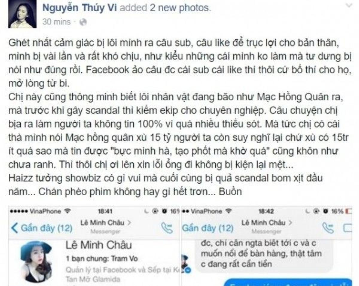 'Hot girl' Thúy Vi lên tiếng vạch mặt 'chủ nợ 15 triệu' của Mạc Hồng Quân Ảnh 1