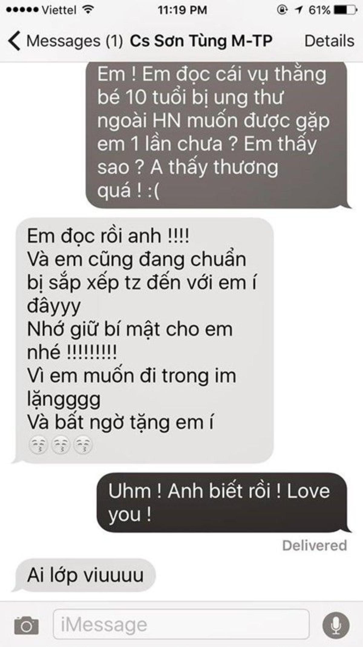 Tin nhắn giải oan cho Sơn Tùng M-TP