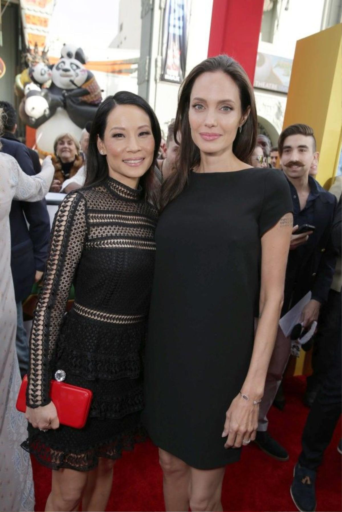 Lucy Liu and Angelina Jolie seen at DreamWorks Animation and Twentieth Century Fox World Premiere of 'Kung Fu Panda 3' at TCL Chinese Theater on Saturday, Jan. 16, 2016, in Hollywood, CA. (Photo by Eric Charbonneau/Invision for Twentieth Century Fox/AP Images)