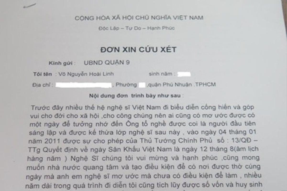 Sau khi bị dừng thi công, anh đã làm đơn gửi UBND quận 9, TP HCM.