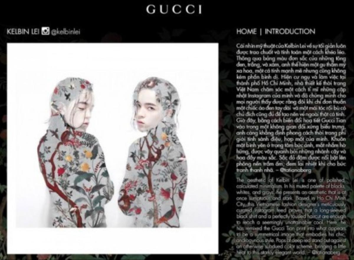 Gucci Tian chính là tên của họa tiết mà anh ấy thiết kế dành cho nhà mốt này.