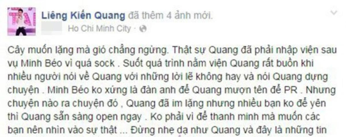 Một chàng trẻ tuổi khác lại đăng tải những bằng chứng tố Minh Béo quấy rối.