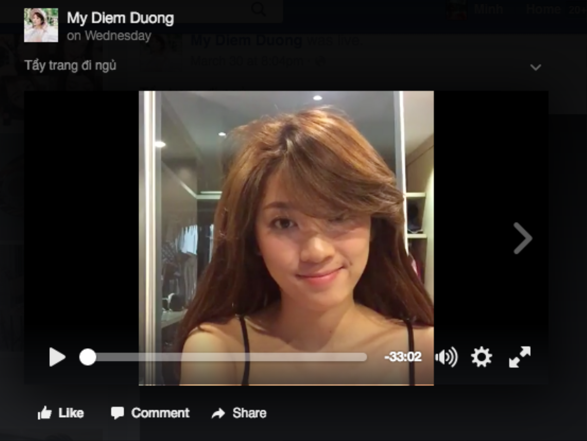 Yumi Dương chọn Faecbook live để thực hiện clip hướng dẫn trang điểm rất thu hút các bạn nữ. 