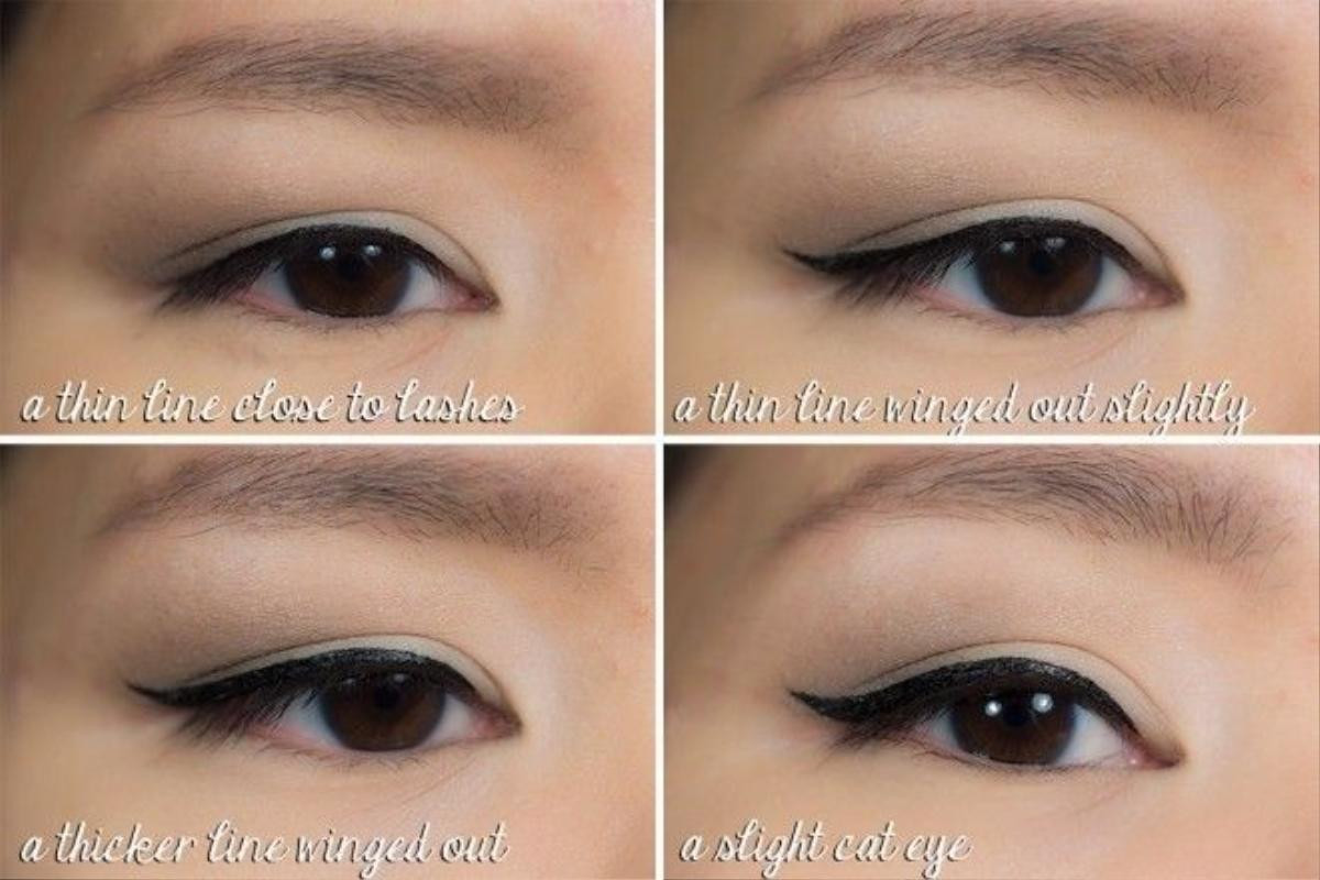 Dưới đây là mắt đã được kẻ qua dòng sản phẩm kẻ mắt của Shu Uemura.