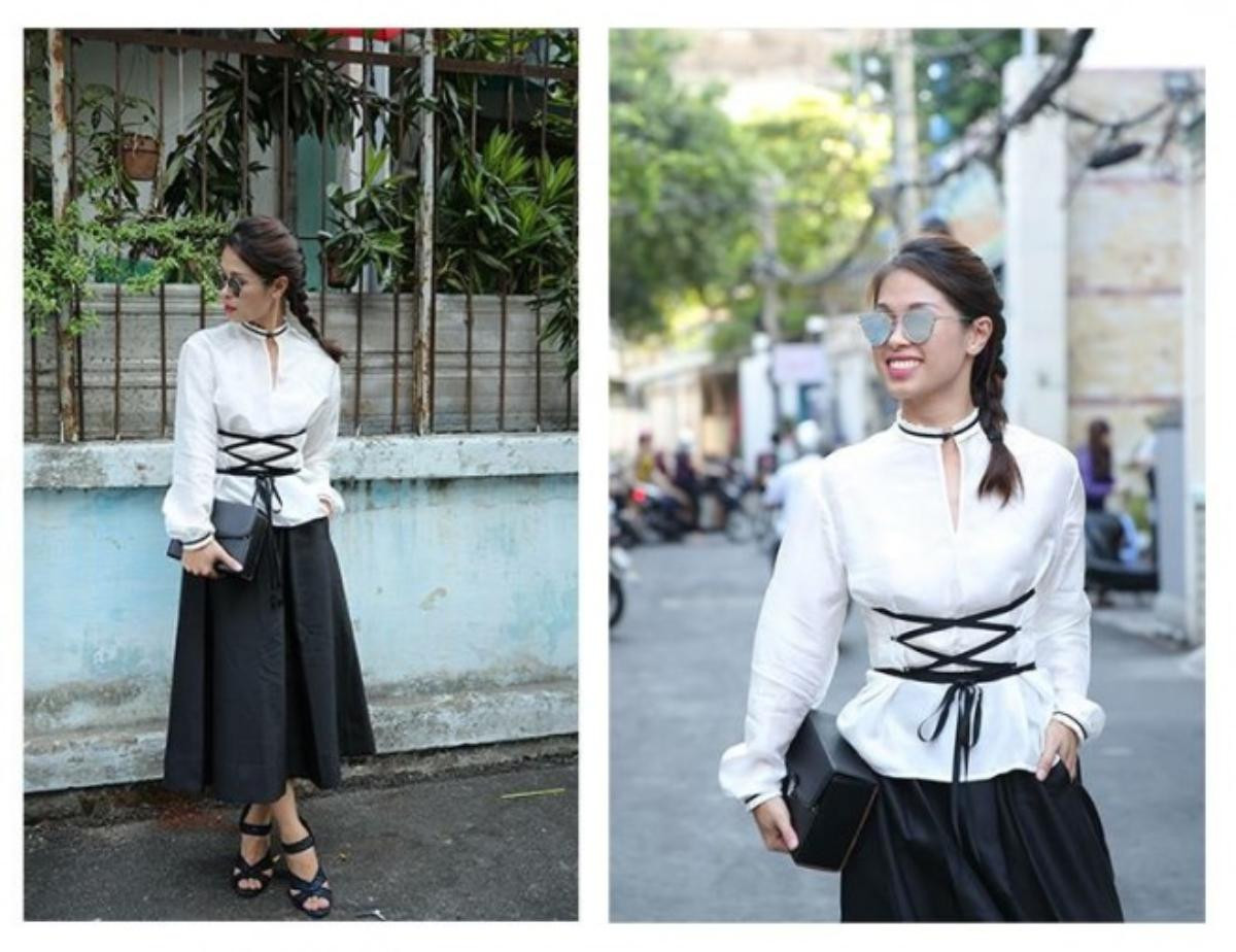 Fashionista Hà Mi gần nhất cũng bắt kịp xu hướng tóc Fearless với style monochrome thanh lịch.