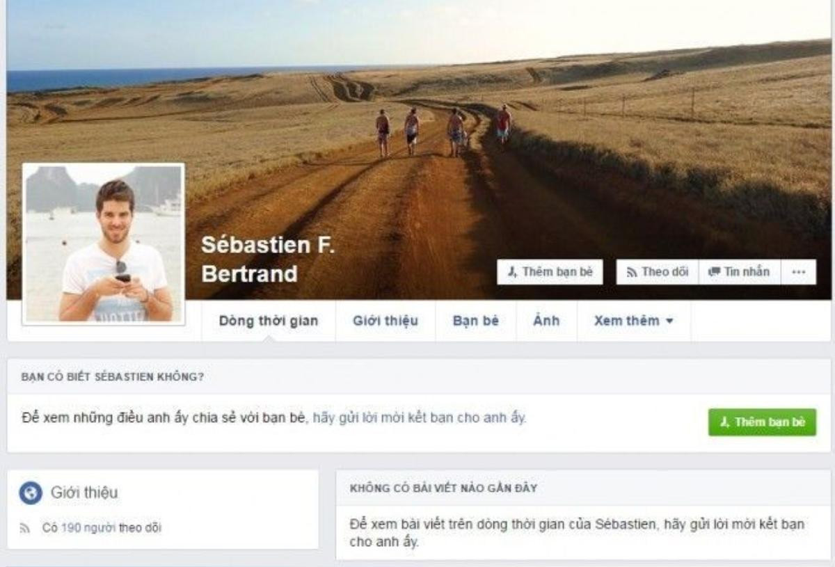 Facebook của Sébastien Fahrni không chia sẻ nhiều về thông tin cá nhân.