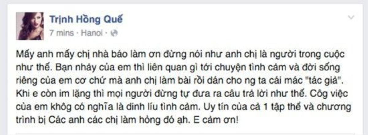 Tuy nhiên, cô khá bức xúc khi đọc được thông tin này và đã lên tiếng phủ nhận.