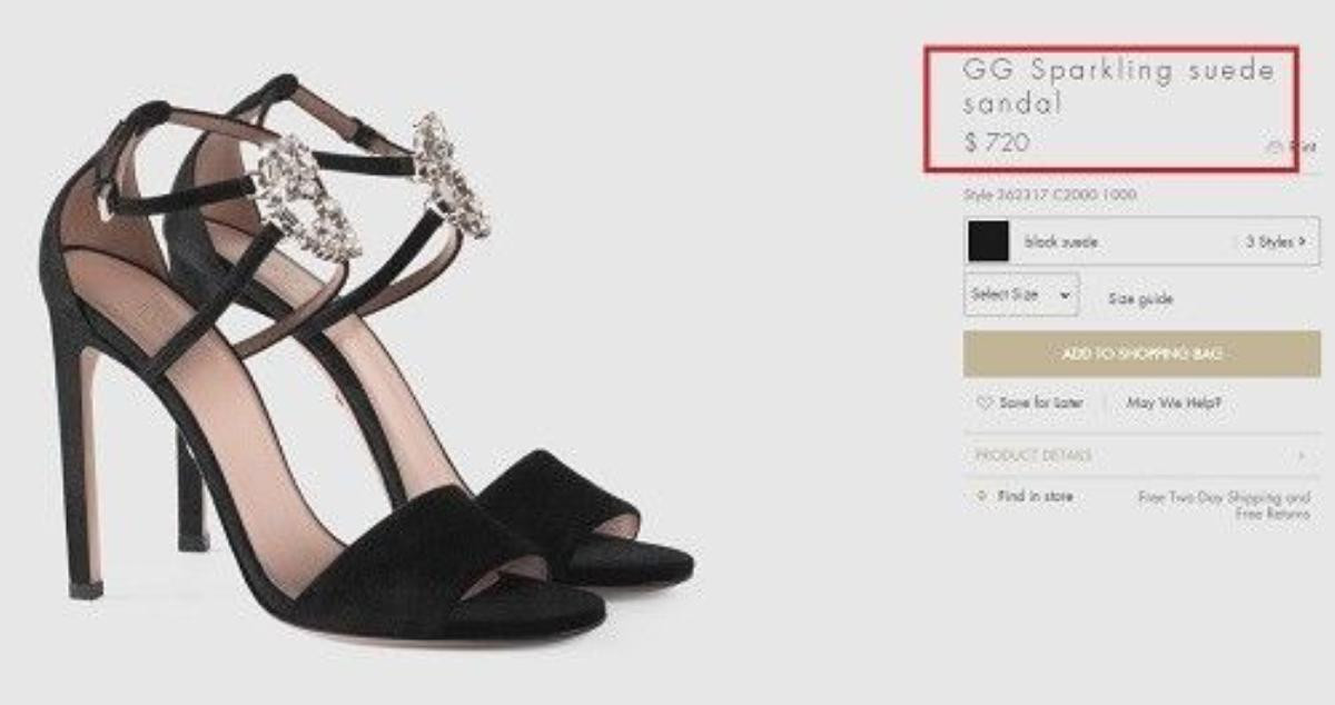 Đôi sandanls GG Sparkling suede của cô được bán với giá 720 USD (khoảng 16 triệu đồng).