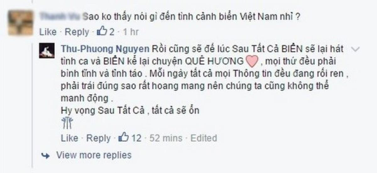 Lời phản hồi nêu rõ quan điểm của Thu Phương