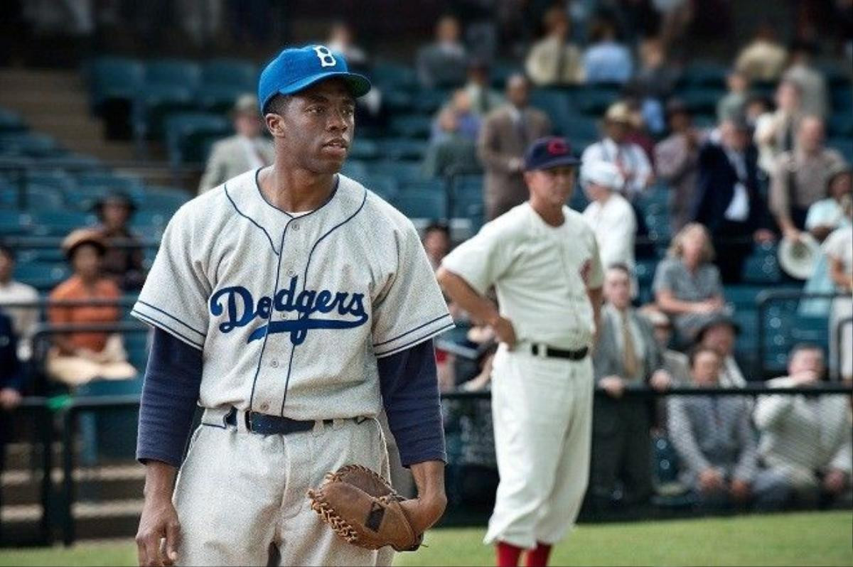 CHADWICK BOSEMAN as Jackie Robinson in Warner Bros. Pictures’ and Legendary Pictures’ drama “42,” a Warner Bros. Pictures release.