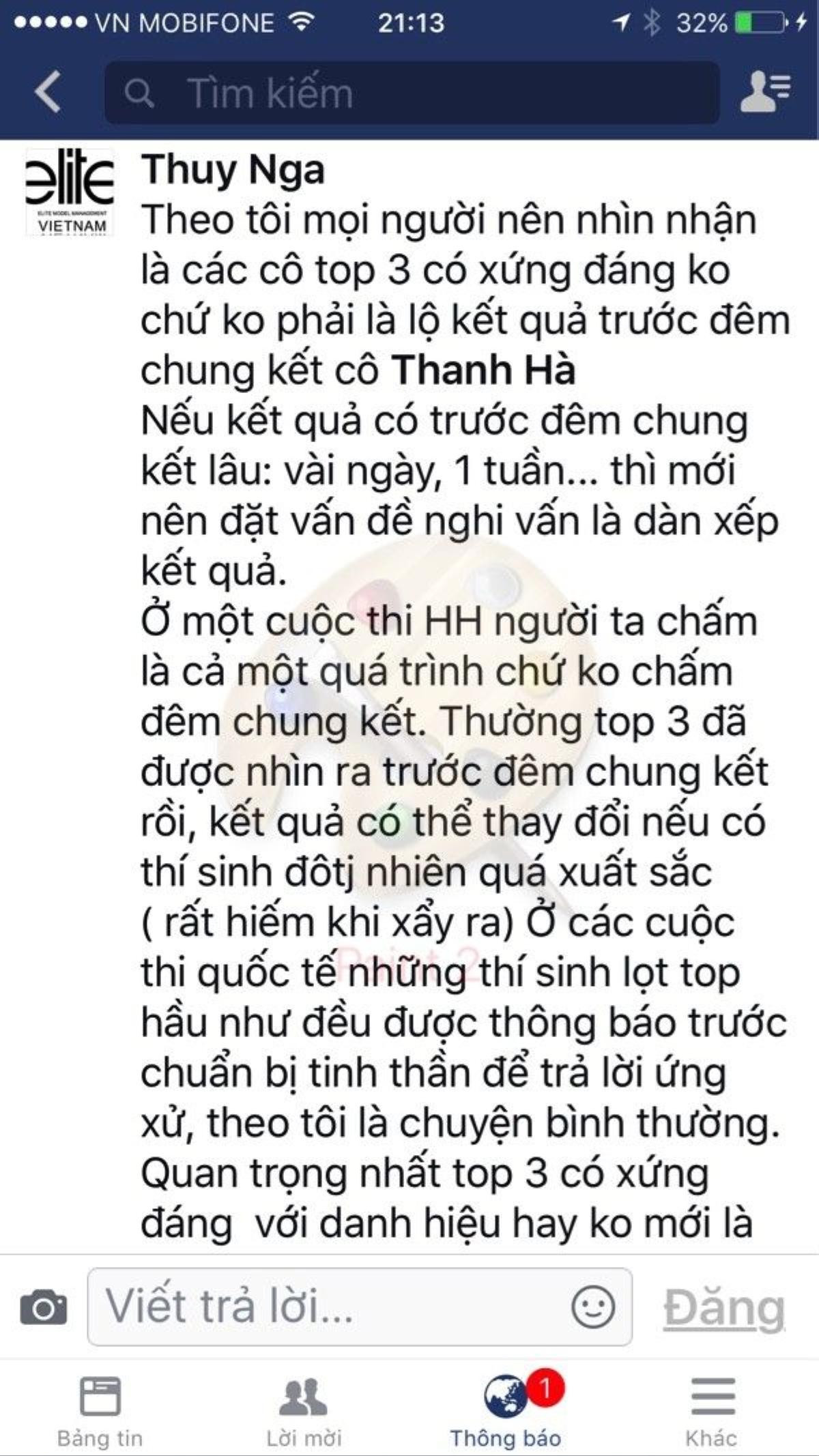 Bà Thuý Nga chia sẻ trên mạng xã hội.