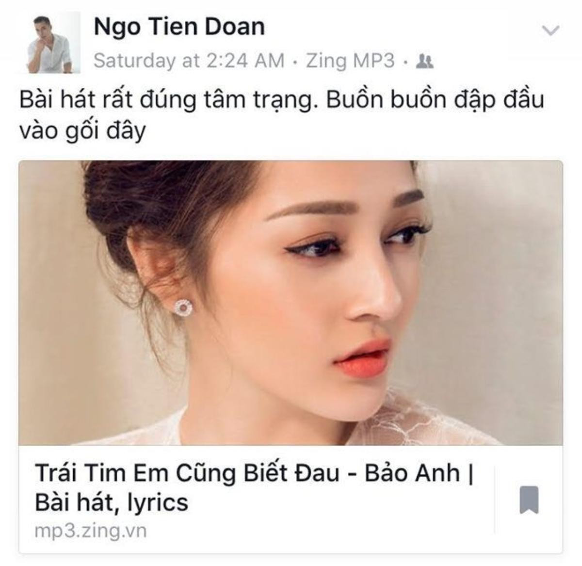 Nam Vương Tiến Đoàn cũng không thoát khỏi “cơn bão” của bài hát này và phải thú nhận rằng phải “đập đầu vào gối” sau khi nghe hit mới của Bảo Anh.