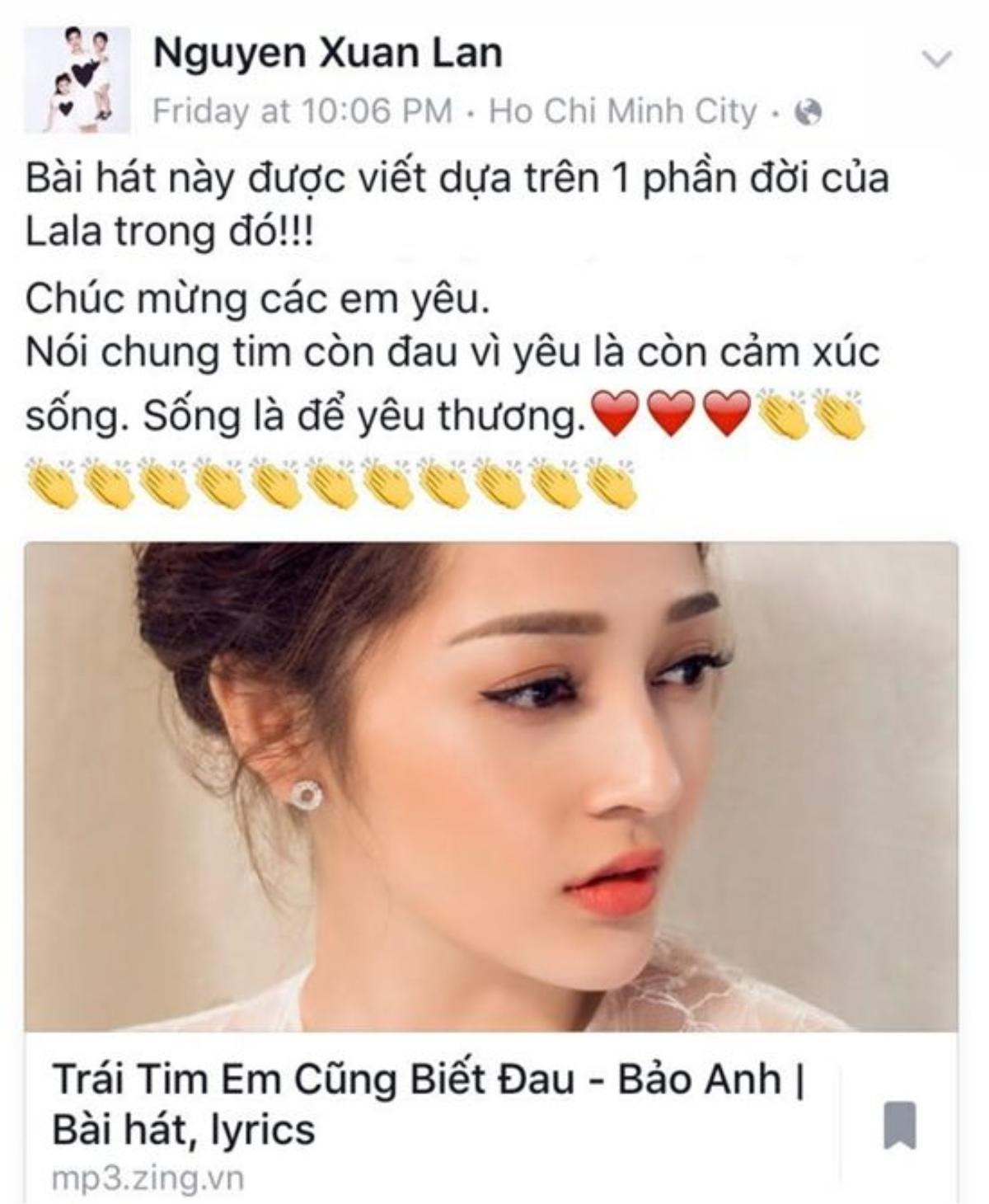 Dòng chia sẻ của siêu mẫu Xuân Lan khiến khán giả thêm tò mò về bí ẩn đằng sau hit mới của Bảo Anh.