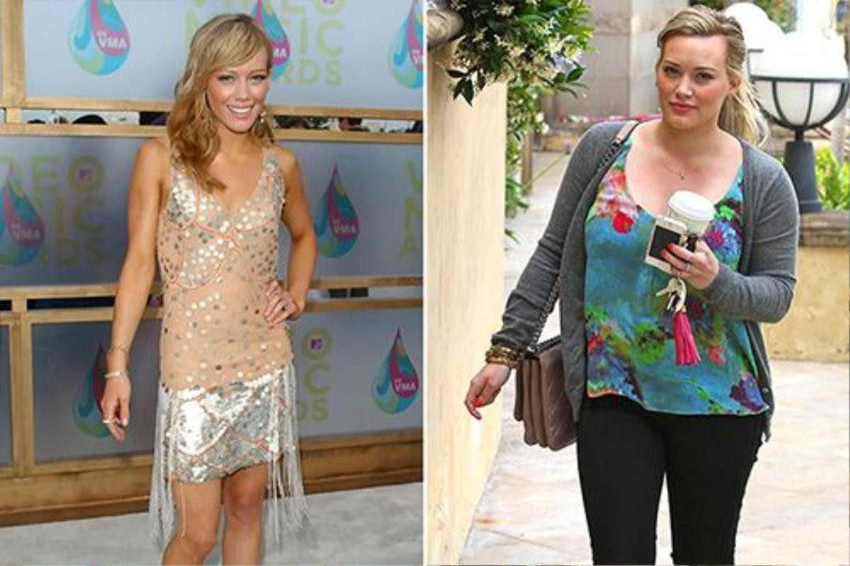 Thân hình sau sinh của Hilary Duff khiến các fan đau lòng.