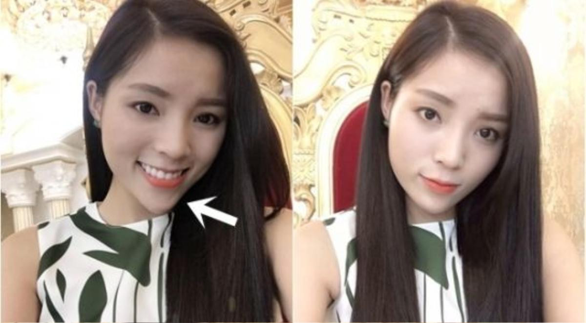 Đến chiếc cằm cũng dài bất thường so với một bức ảnh khác cô selfie tặng fan.