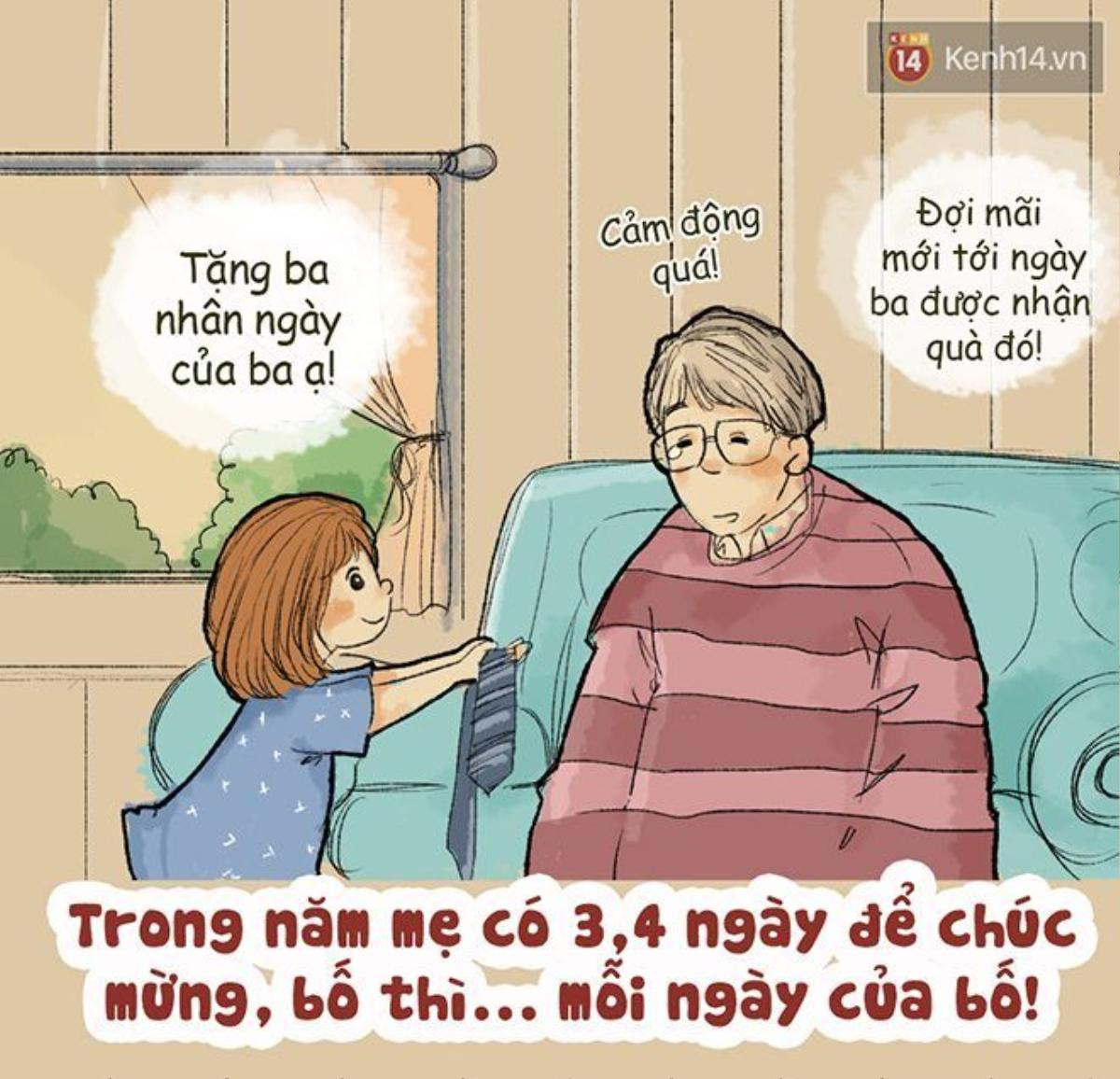 Đùa mà cũng là thật đấy! Thực ra những ngày lễ cũng chẳng mấy quan trọng, bố cũng không so đo gì đâu. Nhưng thay vì cứ phải đợi một dịp gì đó mới nhộn nhịp nghĩ về bố, thì hãy làm điều đó mỗi ngày! Chẳng có ngày kỷ niệm nào ý nghĩa như việc mỗi ngày đều được nhận những tình cảm đẹp đến từ người mình yêu thương!