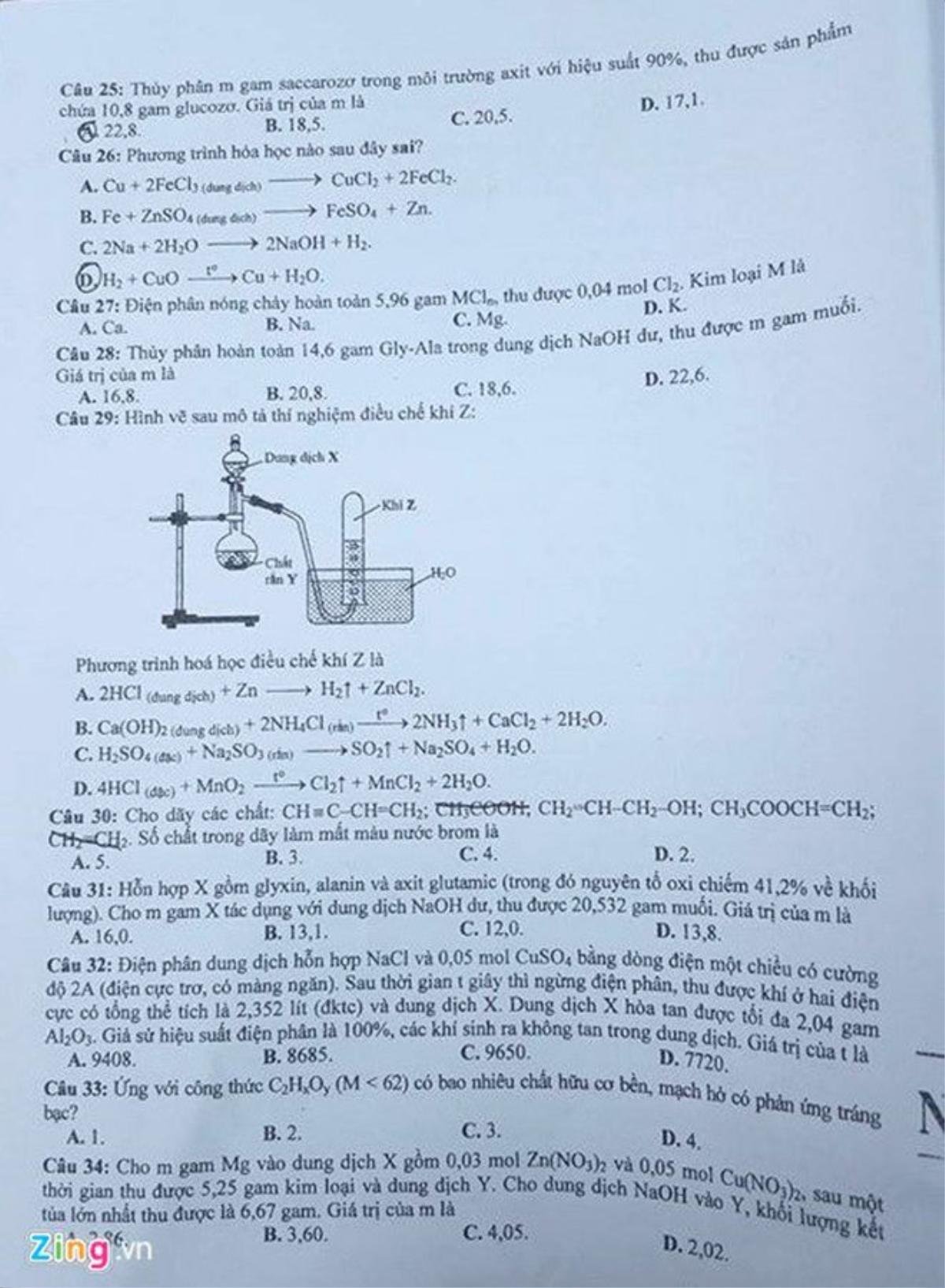 Bài giải, đề thi môn Hóa học THPT quốc gia 2016 Ảnh 4