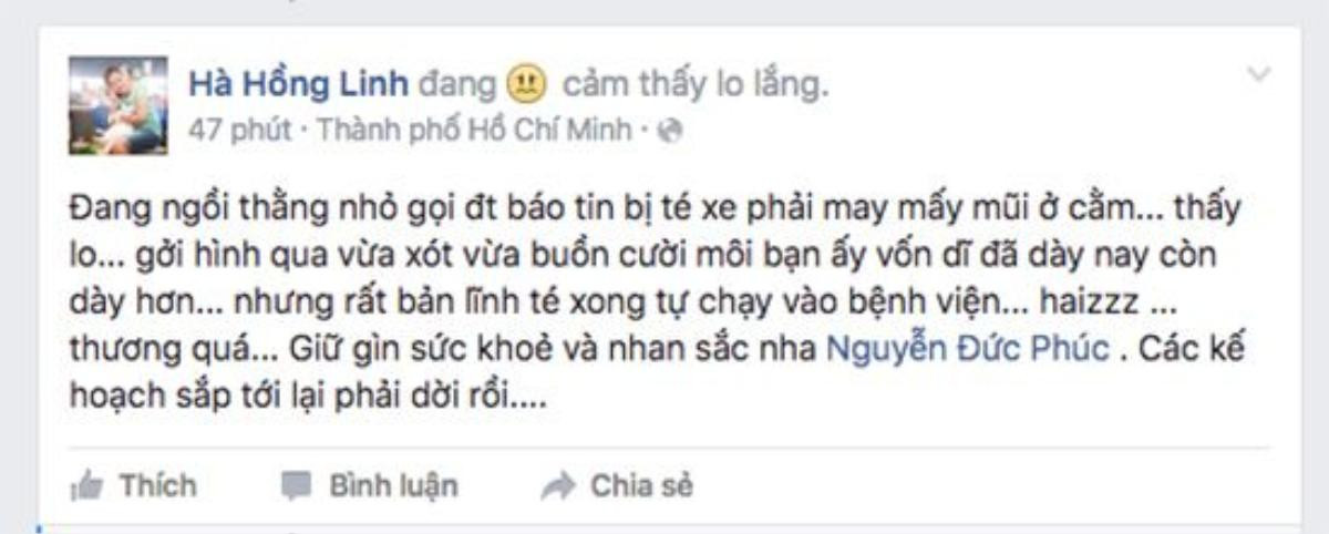 Trợ lý Mỹ Tâm thông báo Đức Phúc bị ngã xe.