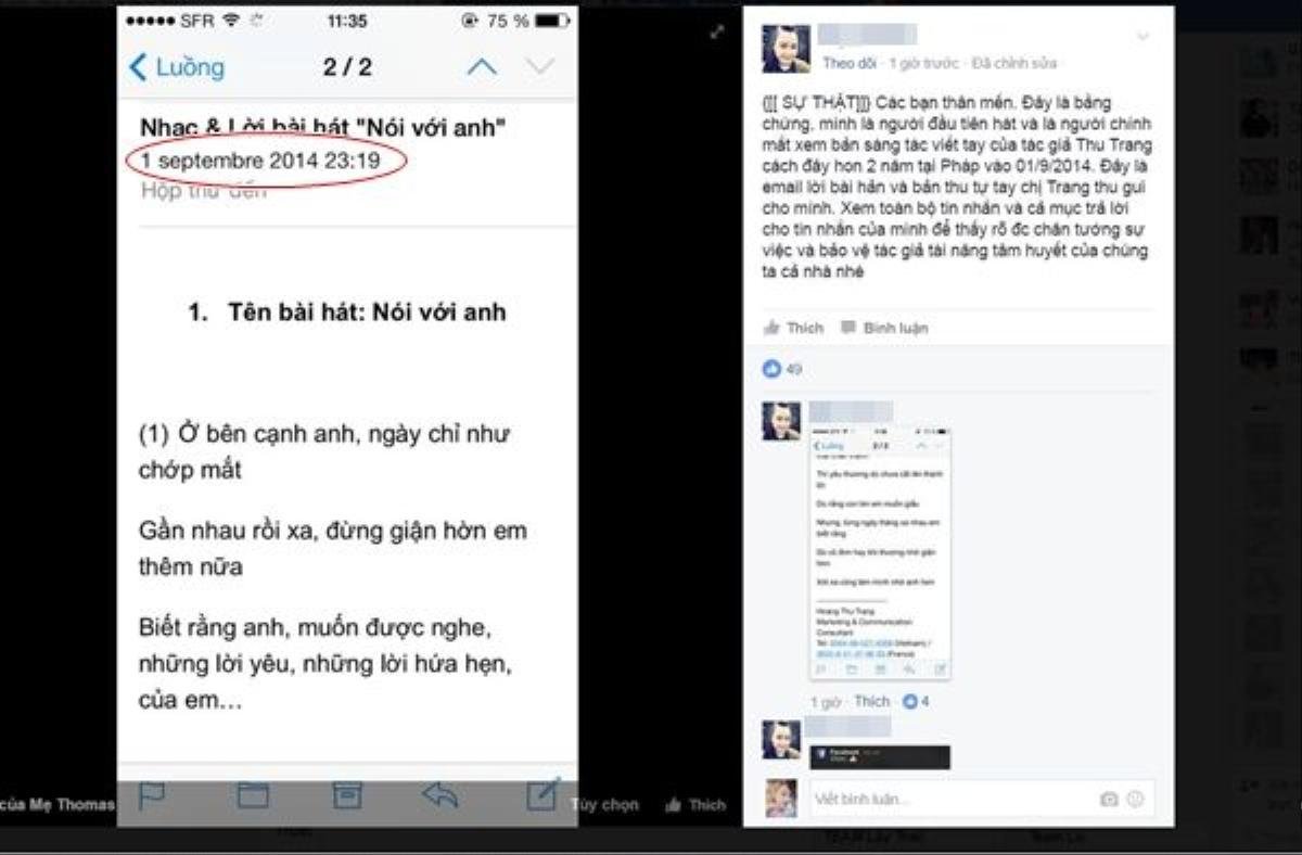 Facebook M.T cũng tiếp tục tung bằng chứng đã từng hát ca khúc này từ 01/09/2014.