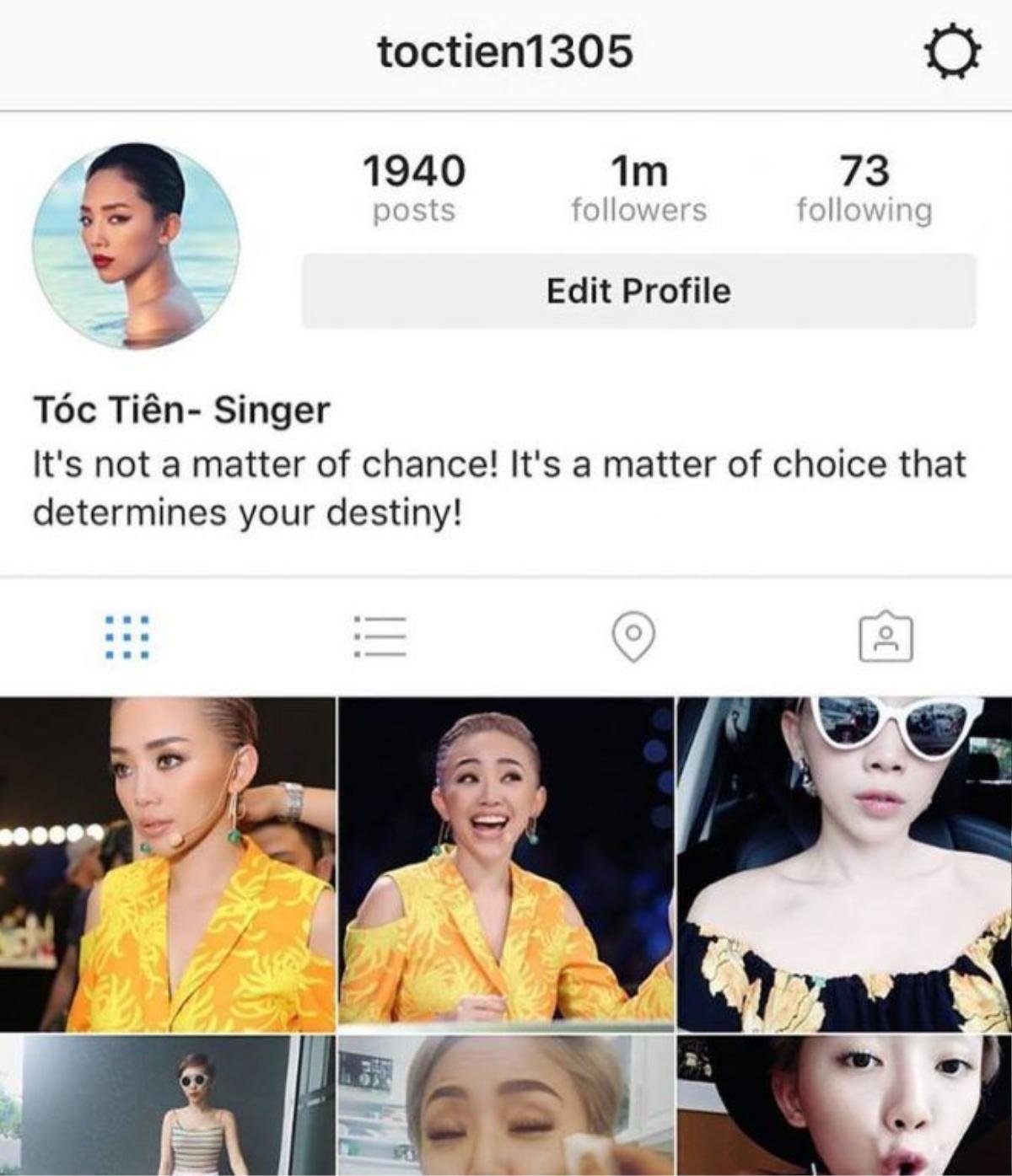 Instagram của Tóc Tiên thu hút rất đông sự quan tâm của các bạn trẻ. Bên cạnh đó, cô cũng là một trong những nghệ sĩ không thích việc cư dân mạng spam trang cá nhân của mình.