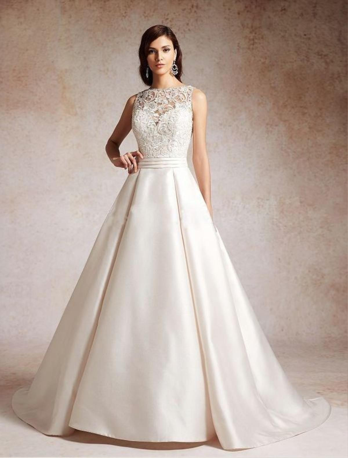 Satin-Illusion-Neckline-A-line-Wedding-Dress-MS047--Bridal-Gowns--