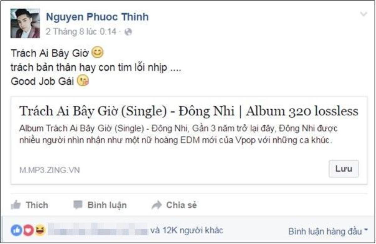 Noo Phước Thịnh dành nhiều tình cảm cho sản phẩm âm nhạc mới của Đông Nhi.