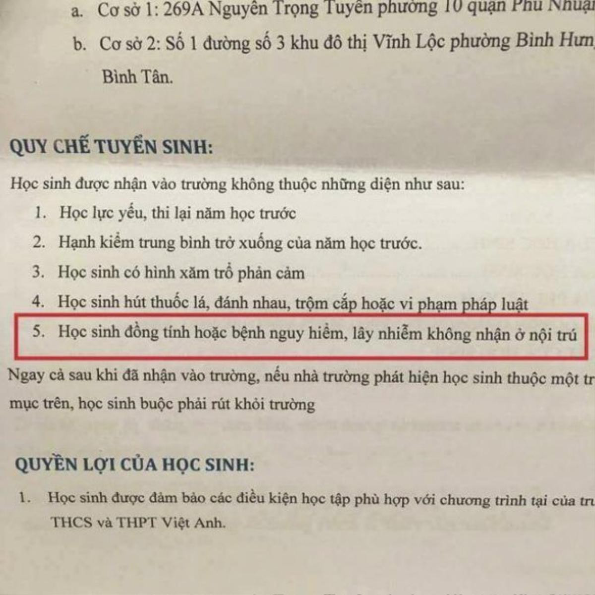 Quy chế tuyển sinh trường THCS và THPT Việt Anh.