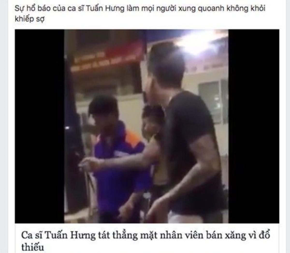 Đoạn video cho rằng Tuấn Hưng tát nhân viên bán xăng gây nhiều tranh cãi.