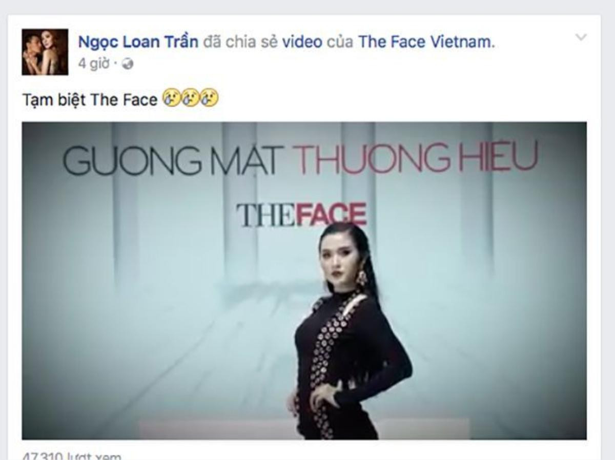 Ngoc Loan chia sẻ đoạn clip của mình kèm lời chào tạm biệt The Face.