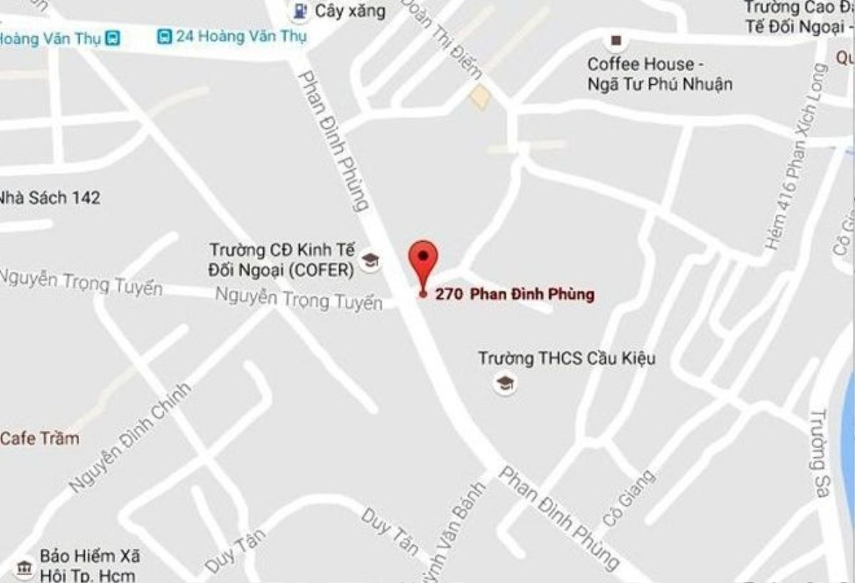 Vị trí gần nơi xảy ra tai nạn. Ảnh: Google Maps