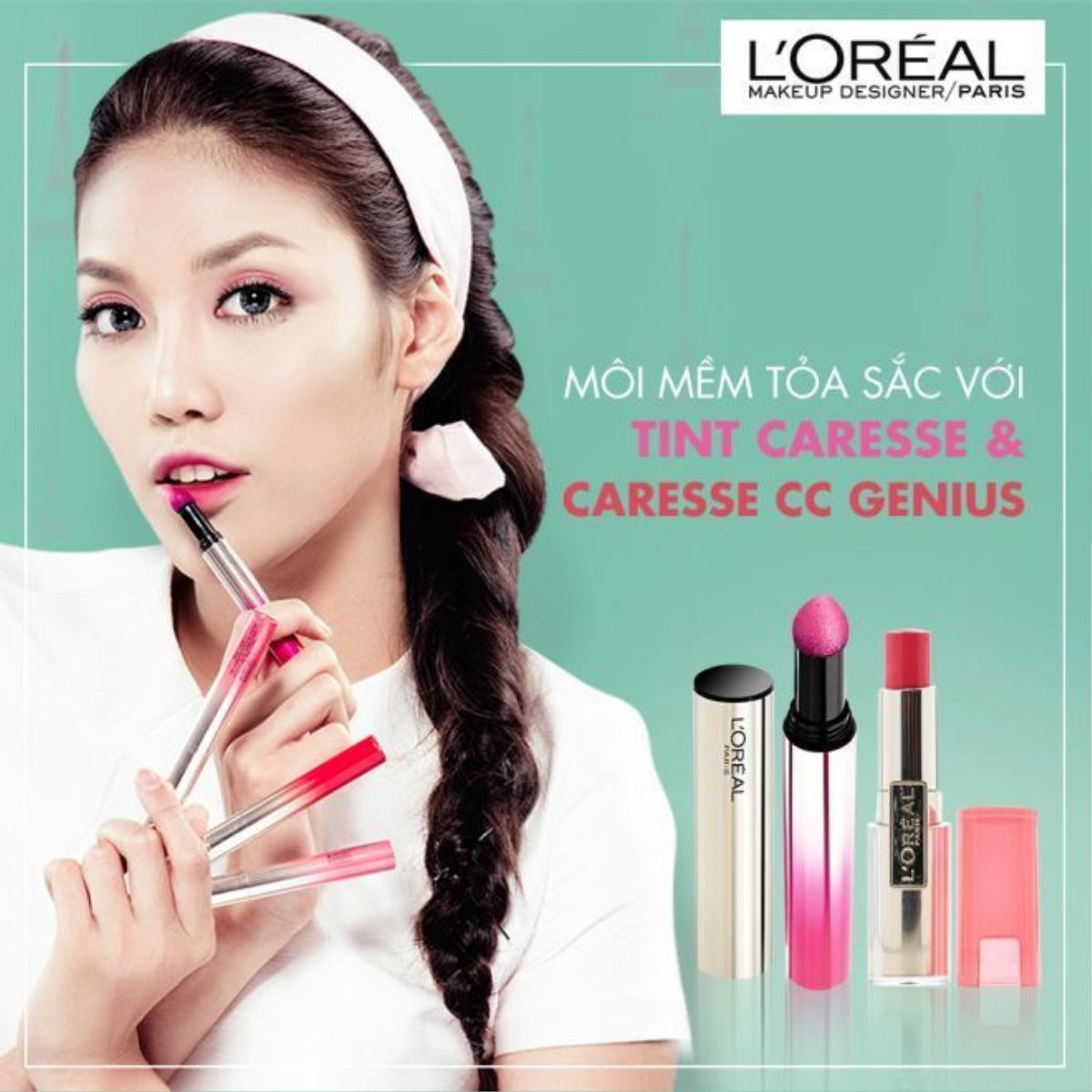 Lan Khuê trẻ trung với dòng son rất “hot” của L’Oreal Paris: Son màu Ombre TINT CARESSE và Son màu dưỡng 2 trong 1 CARESSE CC GENIUS với giá chỉ từ 168,000đ.