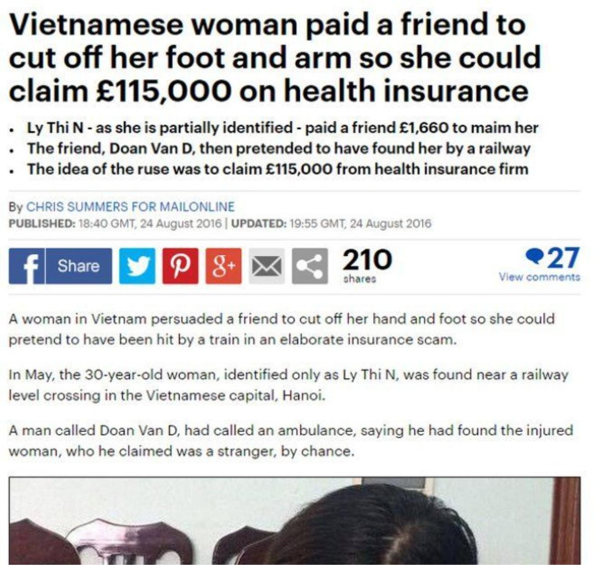 Tờ Dailymail đưa tin về vụ việc và đang thu hút sự chú ý của độc giả.