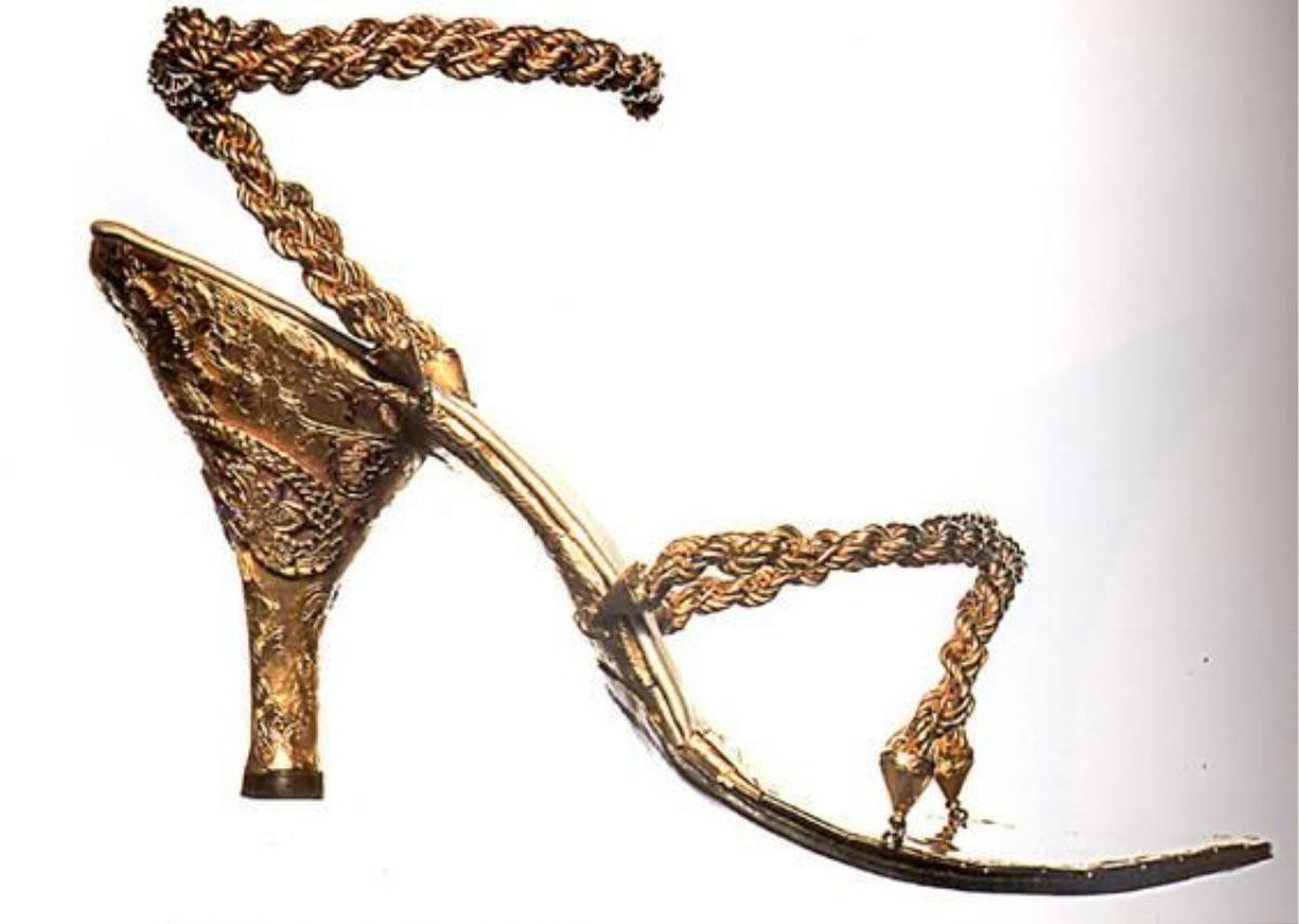 Salvatore Ferragamo's 18k gold sandals made for a private Australian client in 1956.