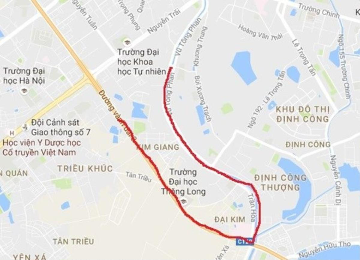 Mô phỏng hướng đường chiếc Camry bỏ chạy sau tai nạn. Ảnh: Google Maps.