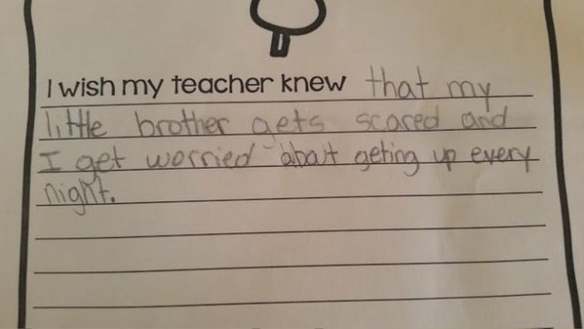 "Em ước cô biết rằng em trai của em sợ hãi nhiều thứ và em rất lo lắng khi phải thức dậy vào giữa đêm".