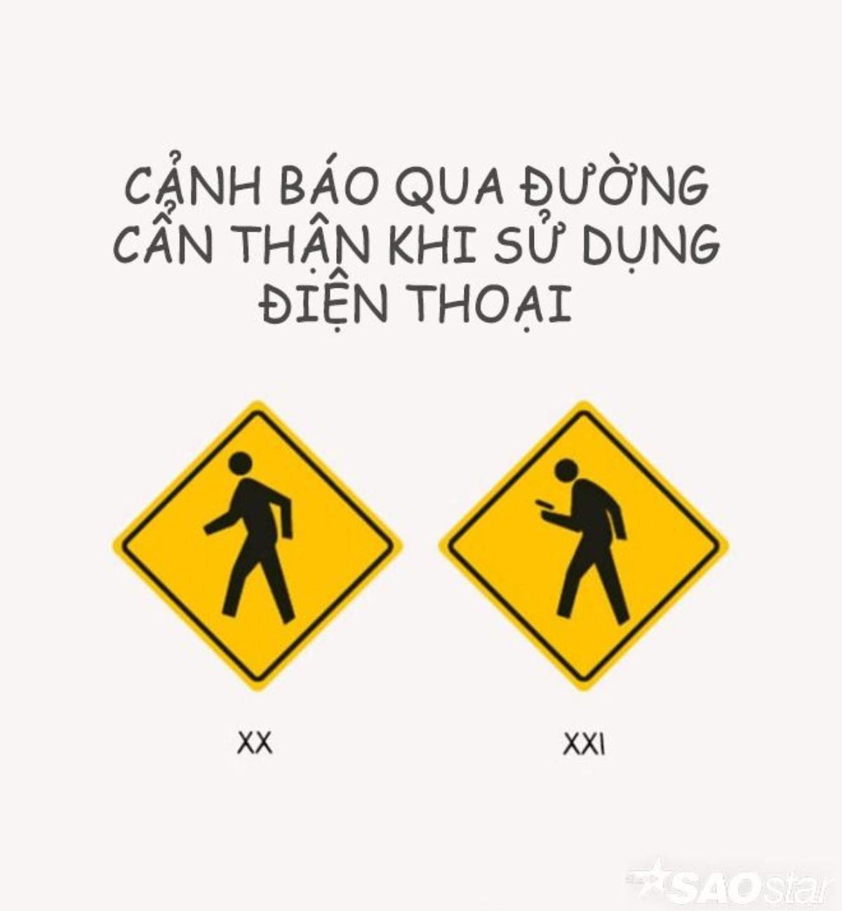 Có lẽ cần phải có thêm biển báo nguy hiểm cho những ai nghiện smarthone tới mức vừa sử dụng vừa qua đường…