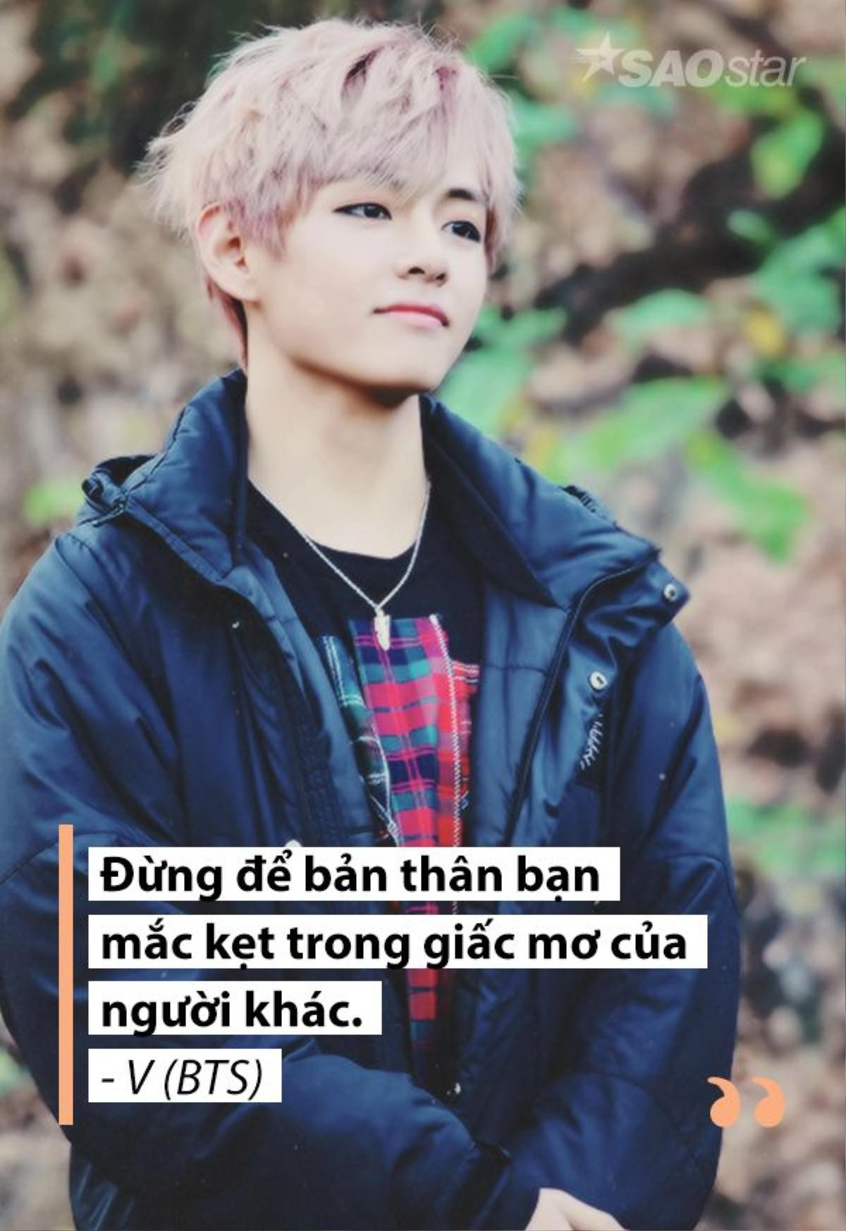 V (BTS) truyền cảm hứng cho fan bằng một câu nói vô cùng ý nghĩa.