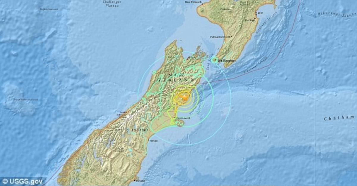 Tâm chấn của trận động đất ở cách thành phố Christchurch thuộc Đảo Nam 95km. New Zealand là quốc gia nằm trên vành đai lửa Thái Bình Dương, nơi thường xuyên xảy ra động đất và phun trào núi lửa. Ảnh: USGS.gov