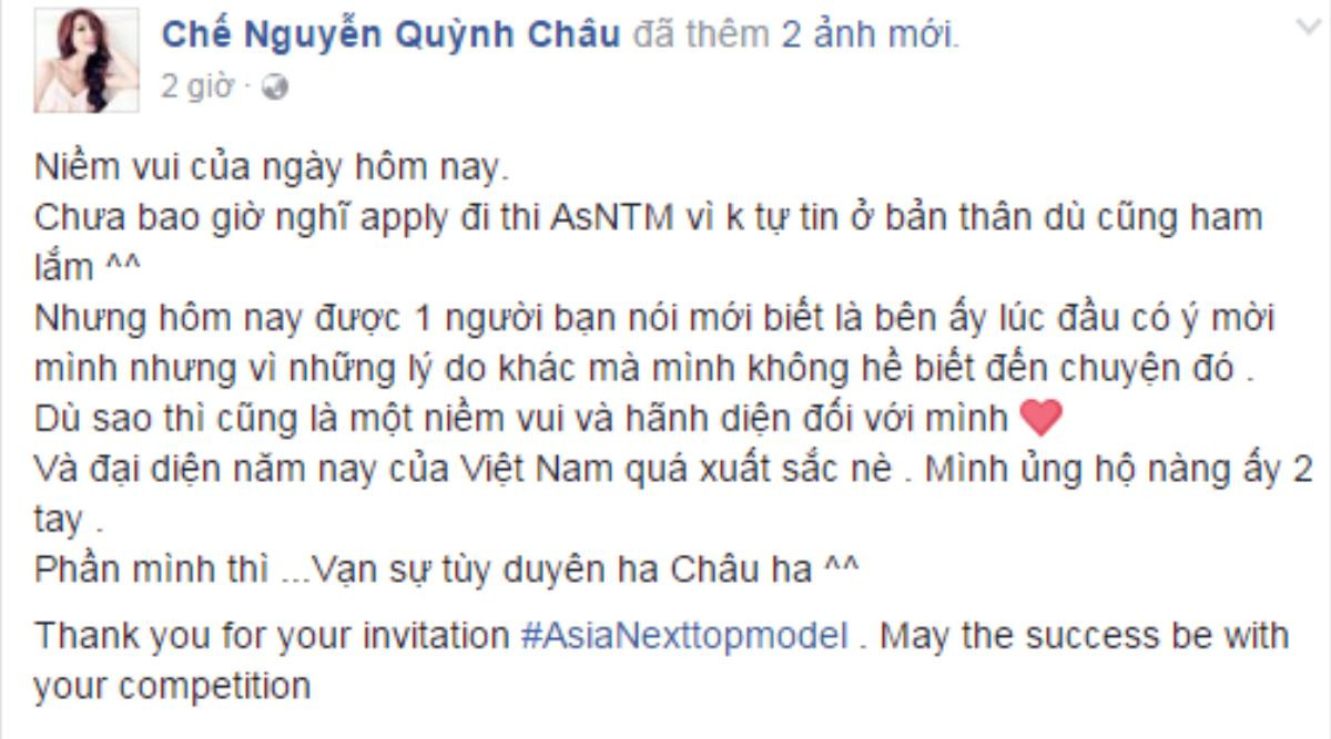 Phần chia sẻ của người mẫu trên trang cá nhân khi biết được sự việc này.