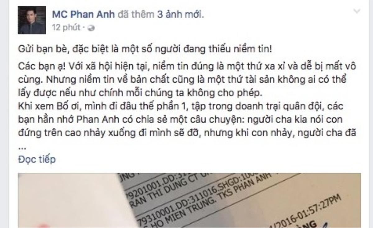 Chia sẻ mới nhất của MC Phan Anh.