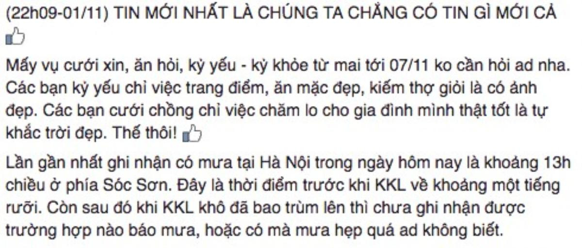 Đoạn tin 'chết cười về tình hình thời tiết ngày đầu tháng 11.